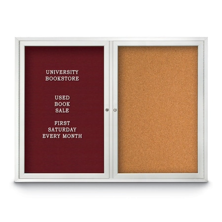United Visual Products Corkboard, 48"x36", Medium Grey/Satin UV404PLUS-SATIN-MEDGRY